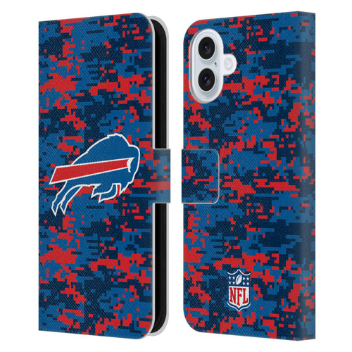 NFL Buffalo Bills Graphics Digital Camouflage Leather Book Wallet Case Cover For Apple iPhone 16 Plus