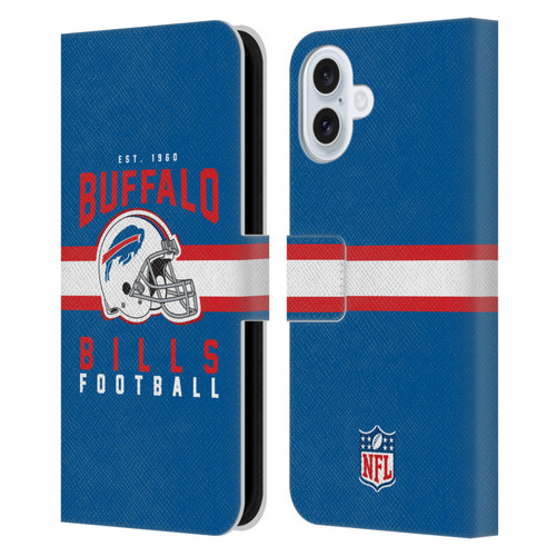 NFL Buffalo Bills Graphics Helmet Typography Leather Book Wallet Case Cover For Apple iPhone 16 Plus