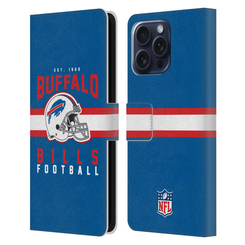 NFL Buffalo Bills Graphics Helmet Typography Leather Book Wallet Case Cover For Apple iPhone 16 Pro Max