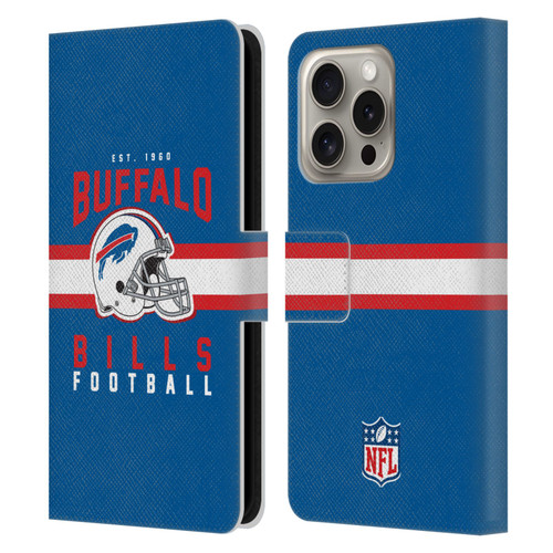 NFL Buffalo Bills Graphics Helmet Typography Leather Book Wallet Case Cover For Apple iPhone 16 Pro