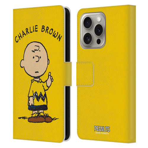 Peanuts Characters Charlie Brown Leather Book Wallet Case Cover For Apple iPhone 16 Pro