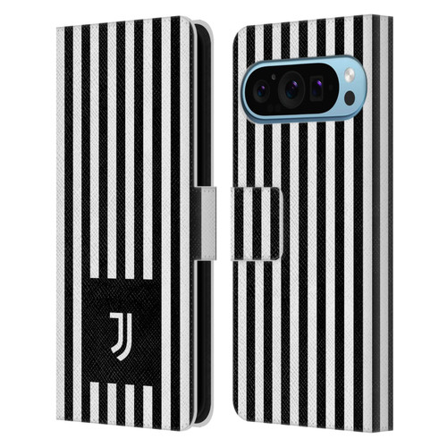 Juventus Football Club Lifestyle 2 Black & White Stripes Leather Book Wallet Case Cover For Google Pixel 9 / Pixel 9 Pro