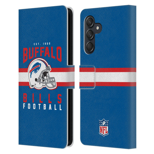 NFL Buffalo Bills Graphics Helmet Typography Leather Book Wallet Case Cover For Samsung Galaxy M55 5G