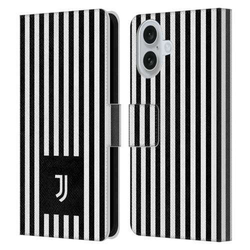 Juventus Football Club Lifestyle 2 Black & White Stripes Leather Book Wallet Case Cover For Apple iPhone 16