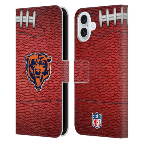 NFL Chicago Bears Graphics Football Leather Book Wallet Case Cover For Apple iPhone 16 Plus