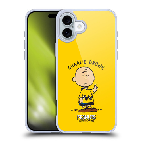 Peanuts Characters Charlie Brown Soft Gel Case for Apple iPhone 16 Plus