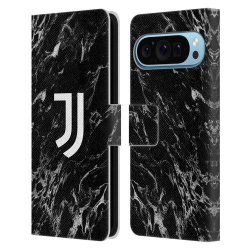 Juventus Football Club Marble Black Leather Book Wallet Case Cover For Google Pixel 9 / Pixel 9 Pro