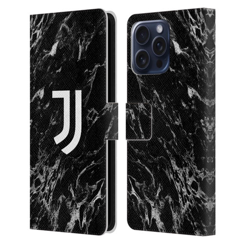 Juventus Football Club Marble Black Leather Book Wallet Case Cover For Apple iPhone 16 Pro Max