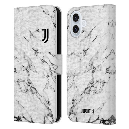 Juventus Football Club Marble White Leather Book Wallet Case Cover For Apple iPhone 16 Plus