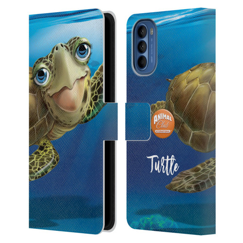 Animal Club International Underwater Sea Turtle Leather Book Wallet Case Cover For Motorola Moto G41