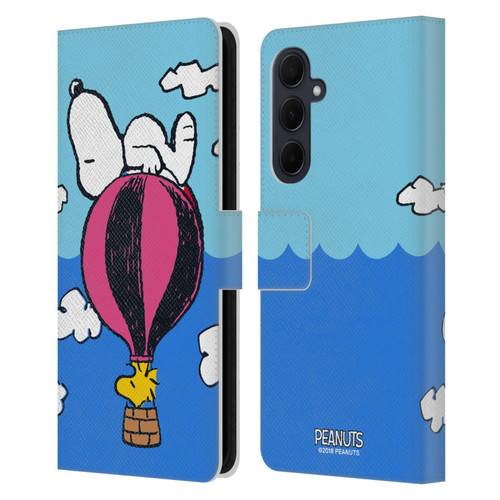 Peanuts Halfs And Laughs Snoopy & Woodstock Balloon Leather Book Wallet Case Cover For Samsung Galaxy A35 5G
