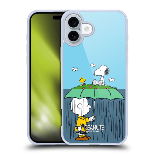 Peanuts Halfs And Laughs Charlie, Snoppy & Woodstock Soft Gel Case for Apple iPhone 16 Plus