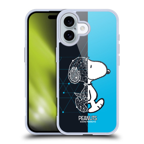 Peanuts Halfs And Laughs Snoopy Geometric Soft Gel Case for Apple iPhone 16