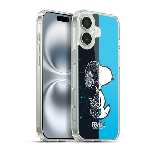 Peanuts Halfs And Laughs Snoopy Geometric Soft Gel Case for Apple iPhone 16 Plus & MagSafe