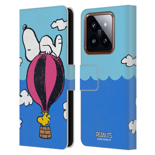Peanuts Halfs And Laughs Snoopy & Woodstock Balloon Leather Book Wallet Case Cover For Xiaomi 14