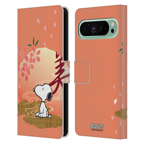 Peanuts Oriental Snoopy Sakura Leather Book Wallet Case Cover For Google Pixel 9 Pro XL