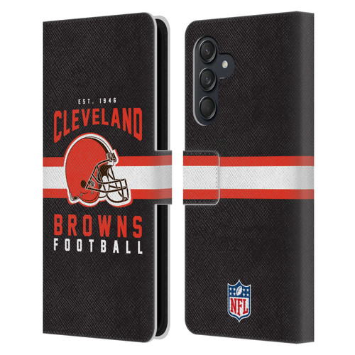 NFL Cleveland Browns Graphics Helmet Typography Leather Book Wallet Case Cover For Samsung Galaxy M55 5G