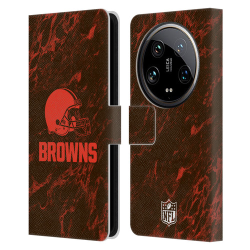 NFL Cleveland Browns Graphics Coloured Marble Leather Book Wallet Case Cover For Xiaomi 14 Ultra