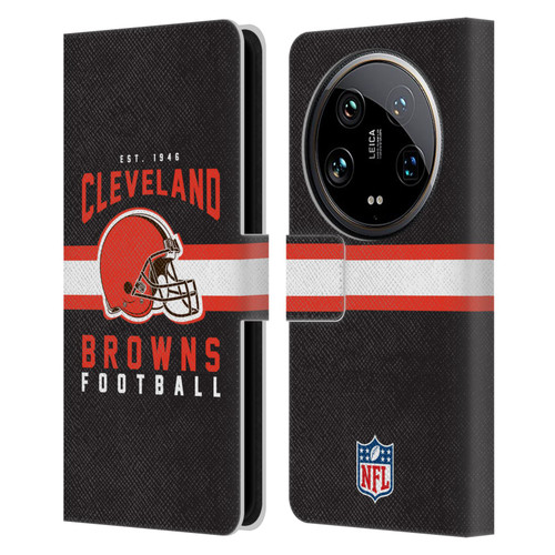 NFL Cleveland Browns Graphics Helmet Typography Leather Book Wallet Case Cover For Xiaomi 14 Ultra