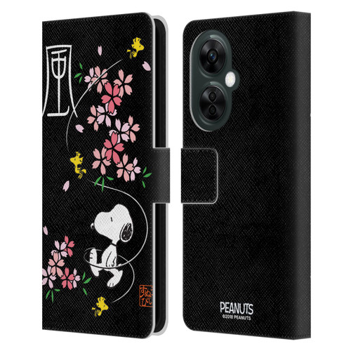 Peanuts Oriental Snoopy Cherry Blossoms Leather Book Wallet Case Cover For OnePlus Nord CE 3 Lite 5G