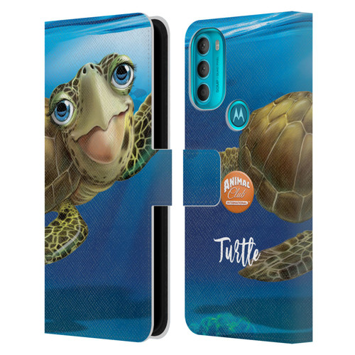 Animal Club International Underwater Sea Turtle Leather Book Wallet Case Cover For Motorola Moto G71 5G