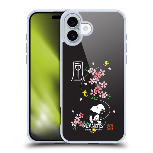 Peanuts Oriental Snoopy Cherry Blossoms Soft Gel Case for Apple iPhone 16 Plus