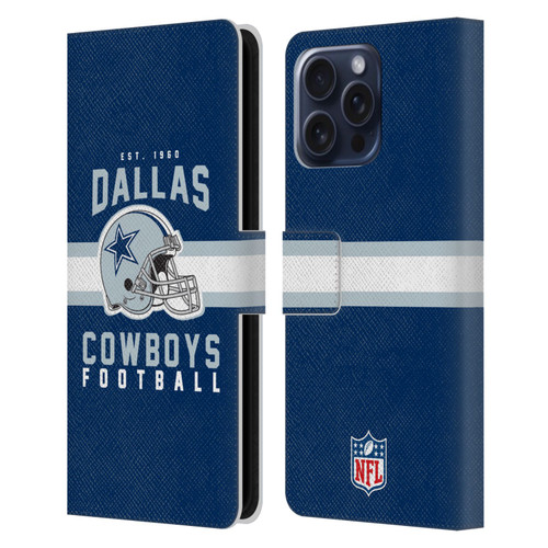 NFL Dallas Cowboys Graphics Helmet Typography Leather Book Wallet Case Cover For Apple iPhone 16 Pro Max