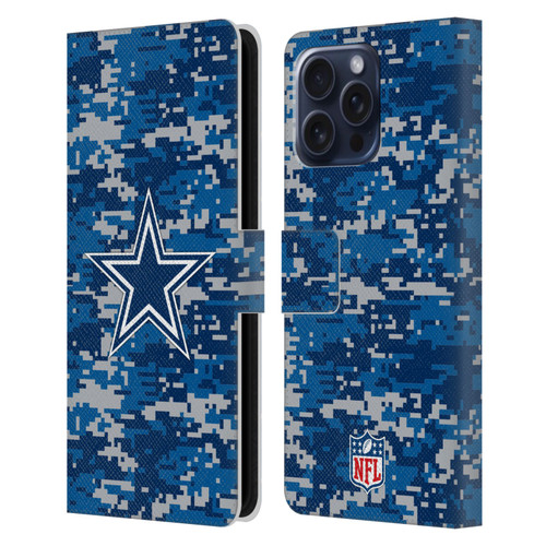 NFL Dallas Cowboys Graphics Digital Camouflage Leather Book Wallet Case Cover For Apple iPhone 16 Pro Max