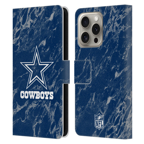 NFL Dallas Cowboys Graphics Coloured Marble Leather Book Wallet Case Cover For Apple iPhone 16 Pro
