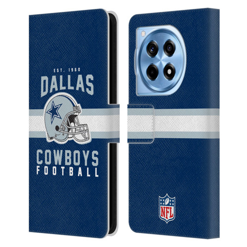 NFL Dallas Cowboys Graphics Helmet Typography Leather Book Wallet Case Cover For OnePlus 12R