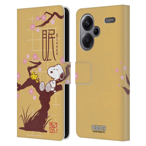 Peanuts Oriental Snoopy Sleepy Leather Book Wallet Case Cover For Xiaomi Redmi Note 13 Pro Plus 5G