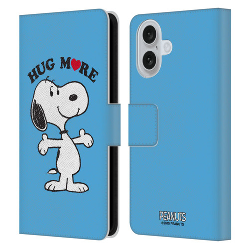 Peanuts Snoopy Hug More Leather Book Wallet Case Cover For Apple iPhone 16