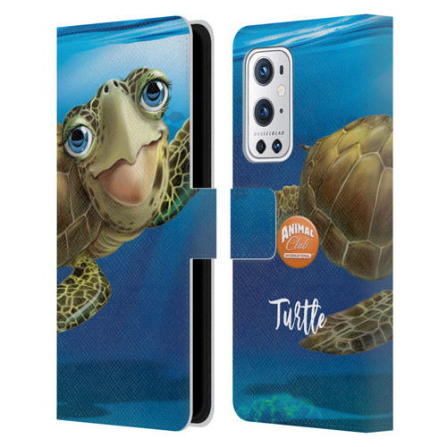 Animal Club International Underwater Sea Turtle Leather Book Wallet Case Cover For OnePlus 9 Pro