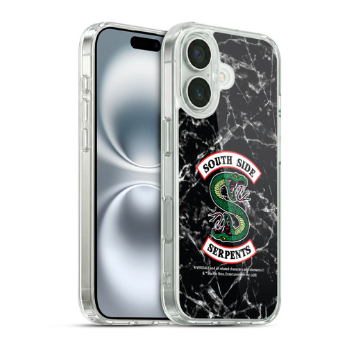 Riverdale South Side Serpents Black And White Marble Logo Soft Gel Case for Apple iPhone 16 & MagSafe