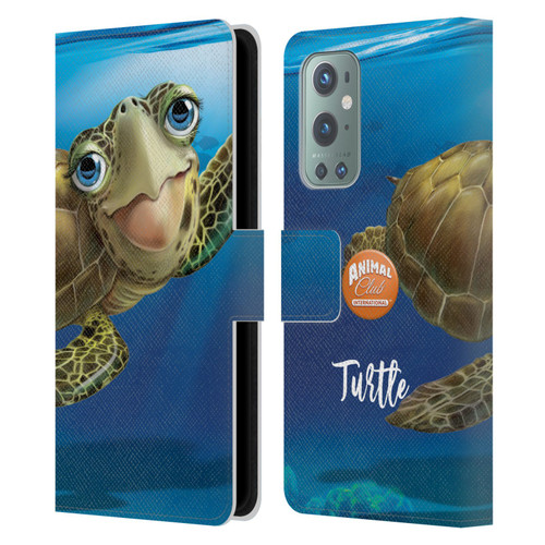 Animal Club International Underwater Sea Turtle Leather Book Wallet Case Cover For OnePlus 9