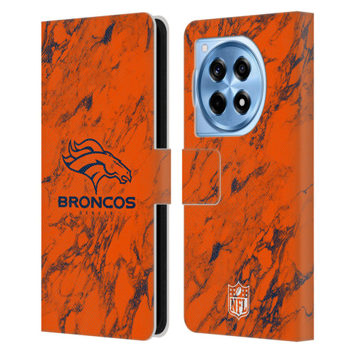 NFL Denver Broncos Graphics Coloured Marble Leather Book Wallet Case Cover For OnePlus 12R