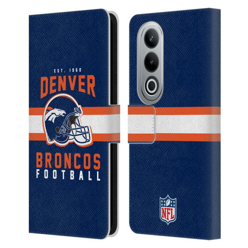 NFL Denver Broncos Graphics Helmet Typography Leather Book Wallet Case Cover For OPPO OnePlus Ace 3V 5G