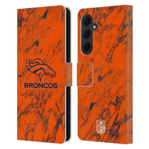 NFL Denver Broncos Graphics Coloured Marble Leather Book Wallet Case Cover For Samsung Galaxy A35 5G
