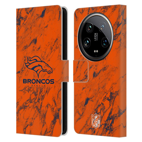 NFL Denver Broncos Graphics Coloured Marble Leather Book Wallet Case Cover For Xiaomi 14 Ultra