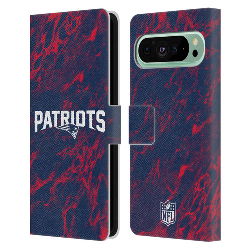 NFL New England Patriots Graphics Coloured Marble Leather Book Wallet Case Cover For Google Pixel 9 Pro XL