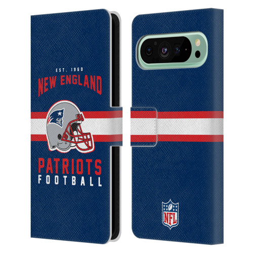 NFL New England Patriots Graphics Helmet Typography Leather Book Wallet Case Cover For Google Pixel 9 Pro XL