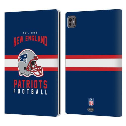 NFL New England Patriots Graphics Helmet Typography Leather Book Wallet Case Cover For Apple iPad Pro 11 M4 2024