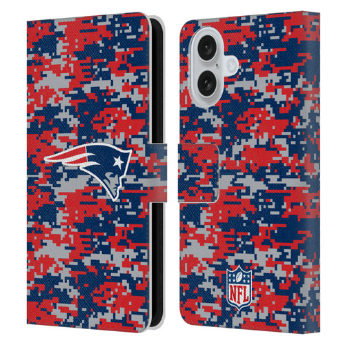 NFL New England Patriots Graphics Digital Camouflage Leather Book Wallet Case Cover For Apple iPhone 16
