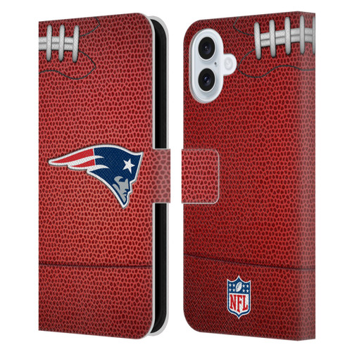 NFL New England Patriots Graphics Football Leather Book Wallet Case Cover For Apple iPhone 16 Plus