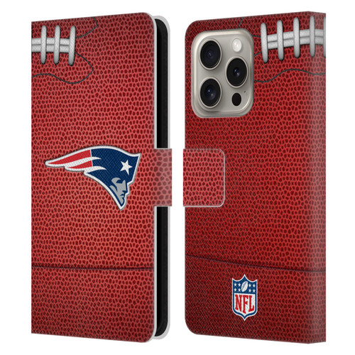 NFL New England Patriots Graphics Football Leather Book Wallet Case Cover For Apple iPhone 16 Pro