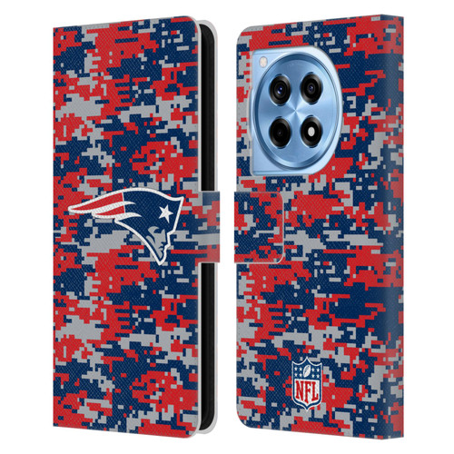 NFL New England Patriots Graphics Digital Camouflage Leather Book Wallet Case Cover For OnePlus 12R