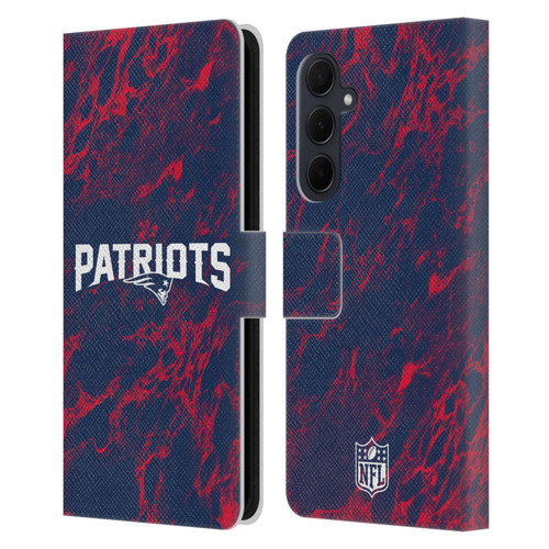 NFL New England Patriots Graphics Coloured Marble Leather Book Wallet Case Cover For Samsung Galaxy A35 5G
