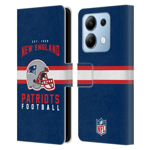 NFL New England Patriots Graphics Helmet Typography Leather Book Wallet Case Cover For Xiaomi Redmi Note 13/13 Pro 5G