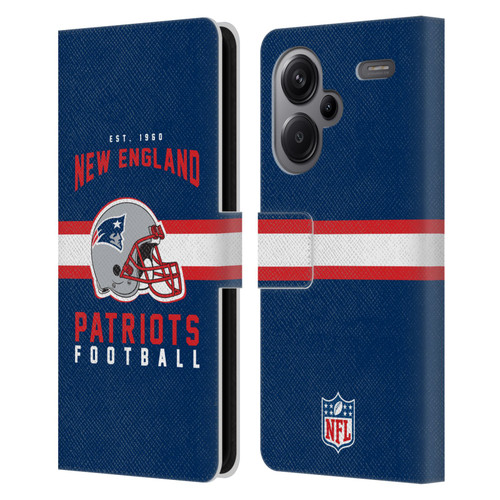 NFL New England Patriots Graphics Helmet Typography Leather Book Wallet Case Cover For Xiaomi Redmi Note 13 Pro Plus 5G