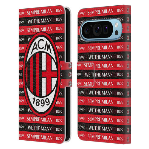 AC Milan Art Sempre Milan 1899 Leather Book Wallet Case Cover For Google Pixel 9 / Pixel 9 Pro